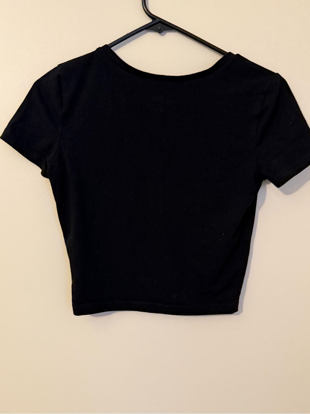 Black Fitted Short-Sleeve Crop Top